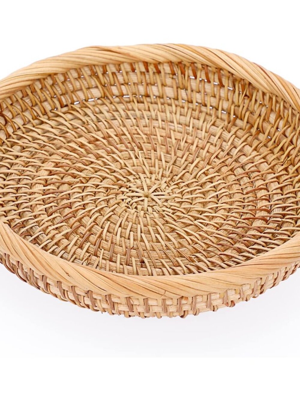 Small Woven Wicker Basket - 7.6" Round Entryway Organizer for Keys